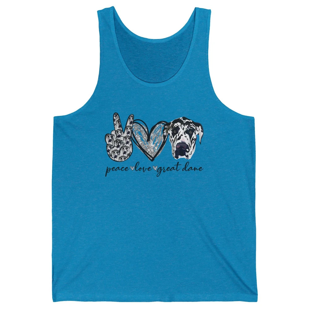 Peace Love Great Dane Dog Lovers Great Dane Mothers Fathers Unisex Jersey Tank