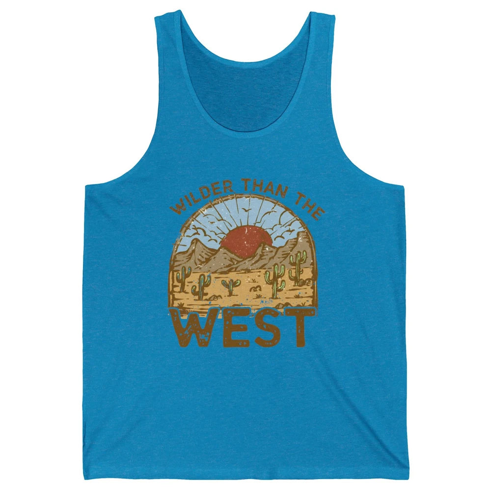 Retro Desert Sunrise Wilder Than The West Western Country Unisex Jersey Tank