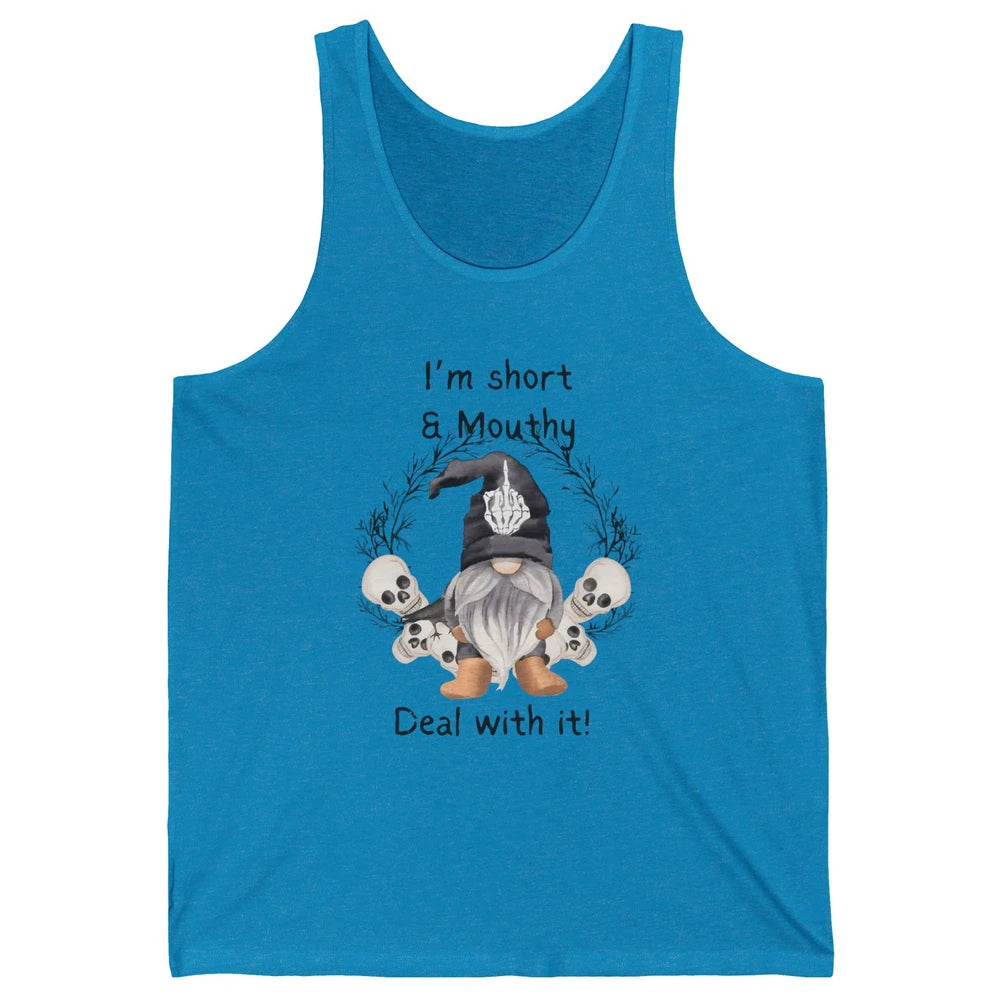 Retro Black Gnome Halloween I'm Short And Mouthy Gnome Skull Unisex Jersey Tank