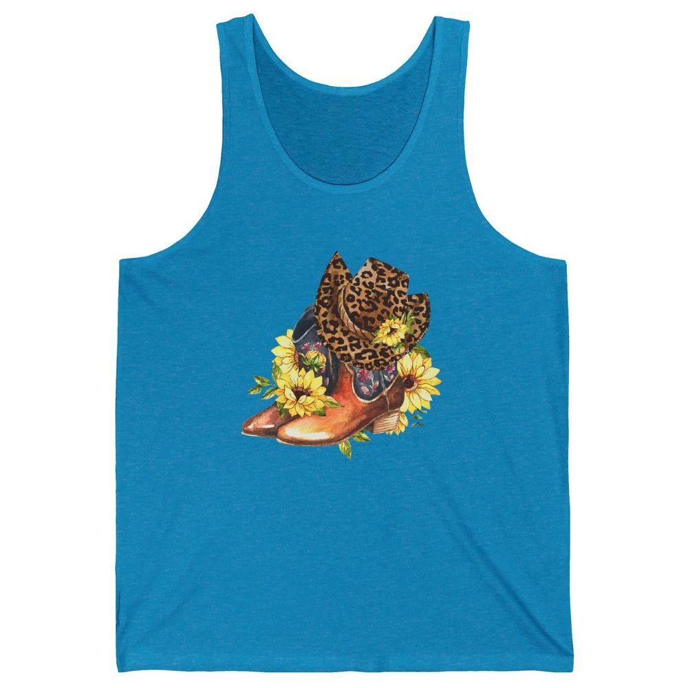Retro Leopard Cowboy Boots Let's Go Girls Western Cowgirls Unisex Jersey Tank