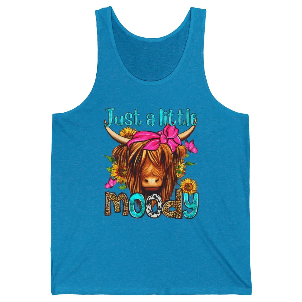 Just Little Moody Cute Western Highland Cow Heifer Sunflower Unisex Jersey Tank