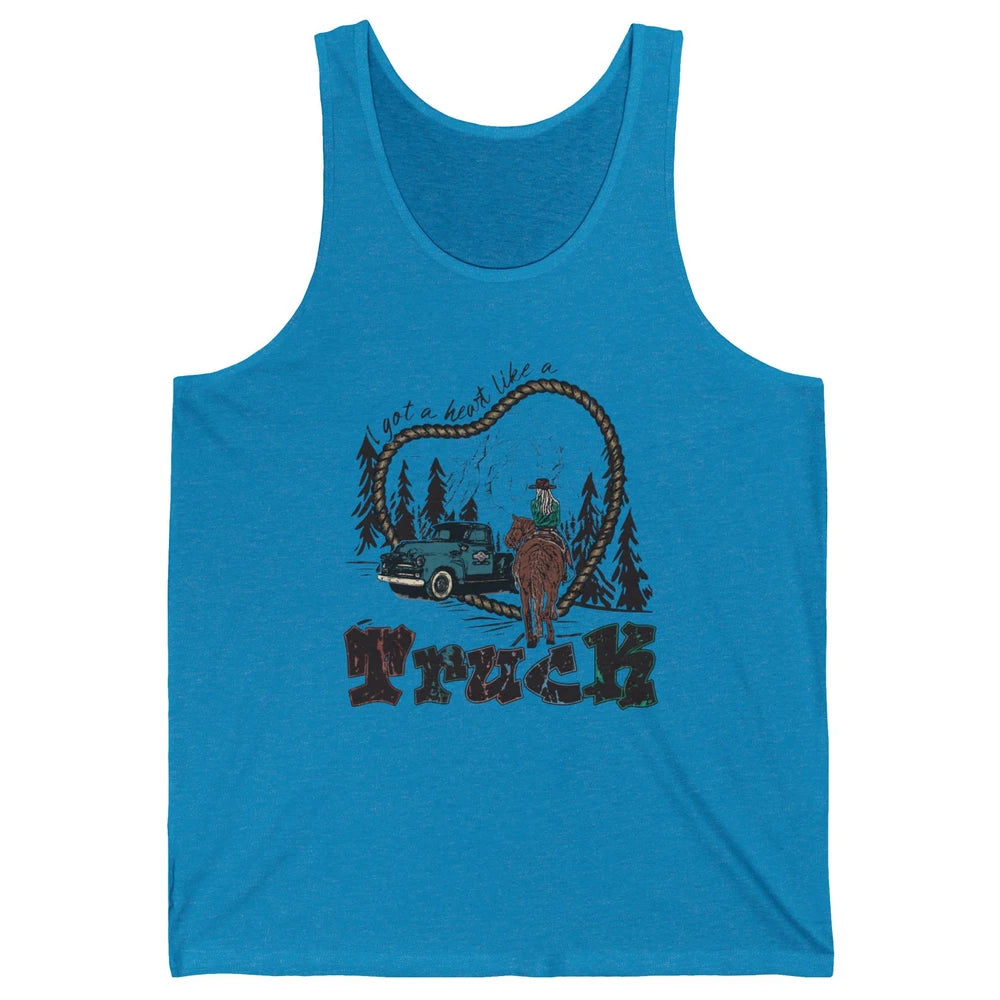 Retro Cowgirl Riding Got A Heart Like Truck Western Country Unisex Jersey Tank