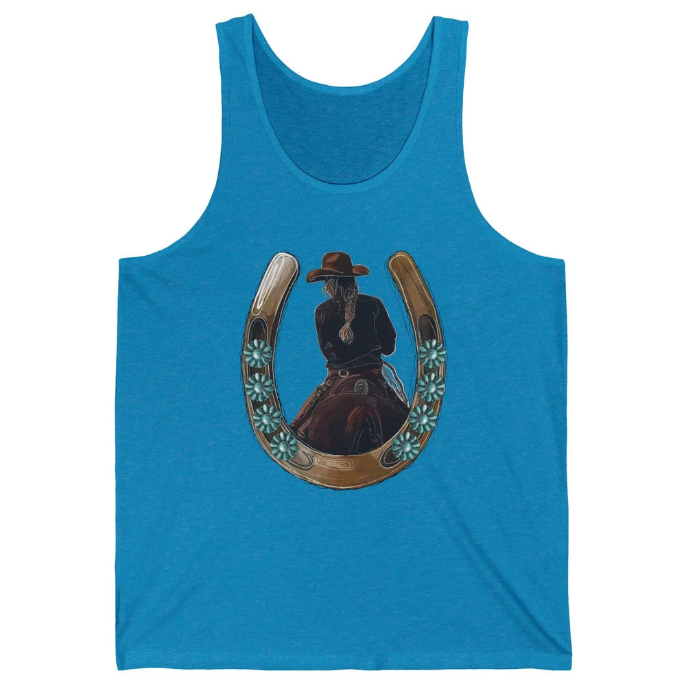Retro Cowgirl Horseshoe Rodeo Western Cowgirl Peace Lovers Unisex Jersey Tank