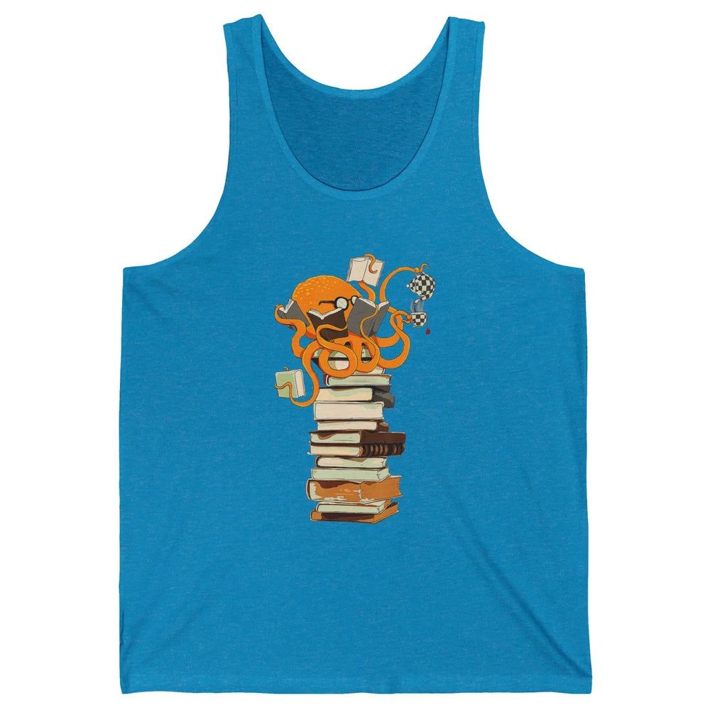 Reading Books Octopus Tea Coffee Sea Animal Marine Bookish Unisex Jersey Tank