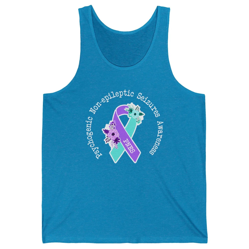 Psychogenic Non-epileptic Seizures PNES Purple Teal Ribbon Unisex Jersey Tank