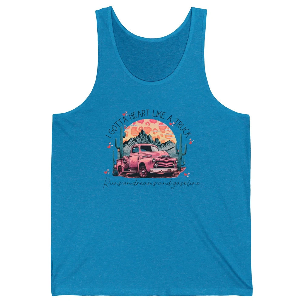 Retro Desert Cactus Got A Heart Like Truck Western Valentine Unisex Jersey Tank