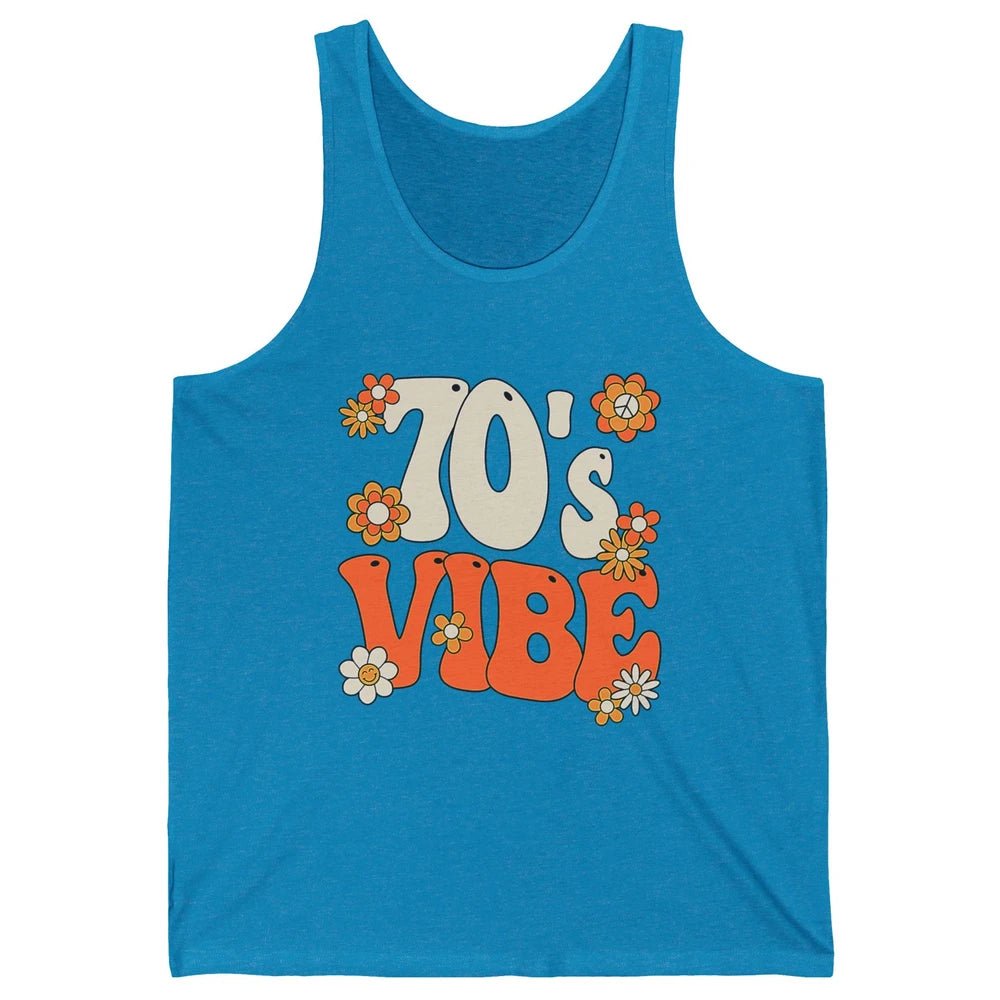 Retro 70s Vibe Groovy Smile Daisy Hippie Positive 1970 Party Unisex Jersey Tank