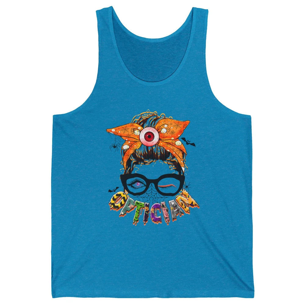 Optician Halloween Women Messy Bun Optometrist Ophthalmic Unisex Jersey Tank