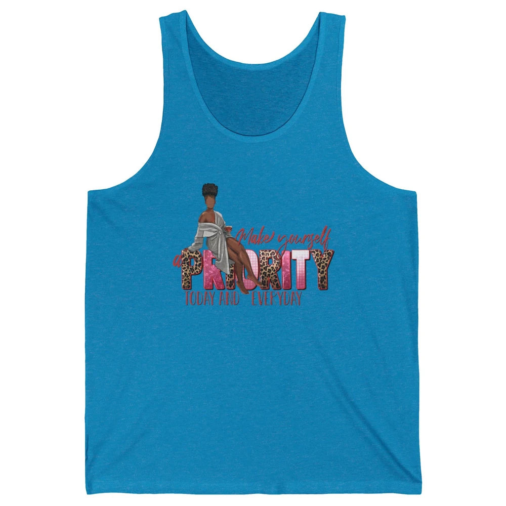 Afro Woman Make Yourself Priority Everyday Black Woman Pride Unisex Jersey Tank