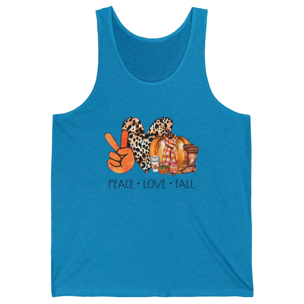 Peace Love Fall Pumpkin Spice Fall Halloween Thanksgiving Unisex Jersey Tank