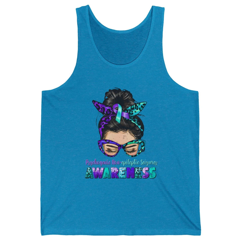 Psychogenic Non-epileptic Seizures PNES Ribbon Messy Bun Mom Unisex Jersey Tank