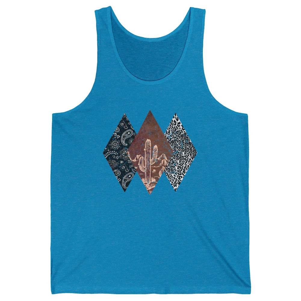 Retro Leopard Desert Cactus Sunset Western Country Cowgirl Unisex Jersey Tank