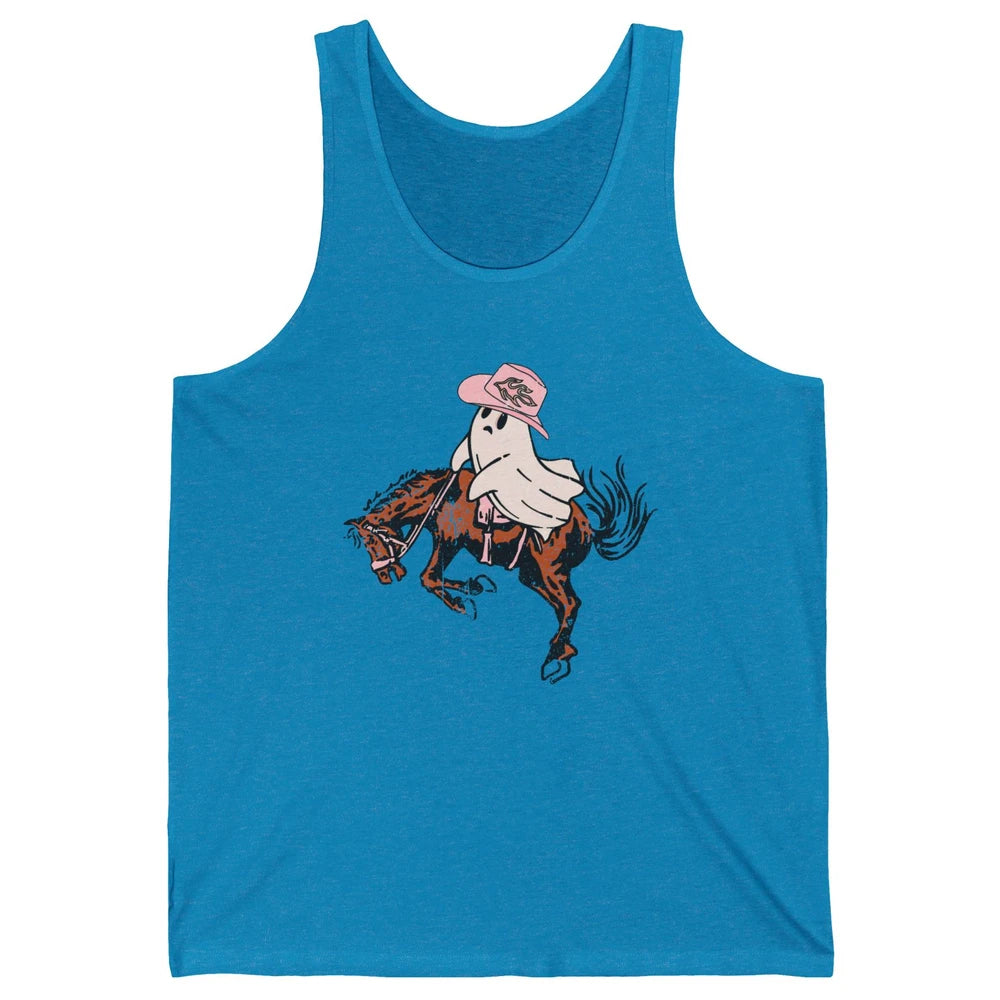 Funny Halloween Retro Cowboy Ghost Western Spooky Season Unisex Jersey Tank