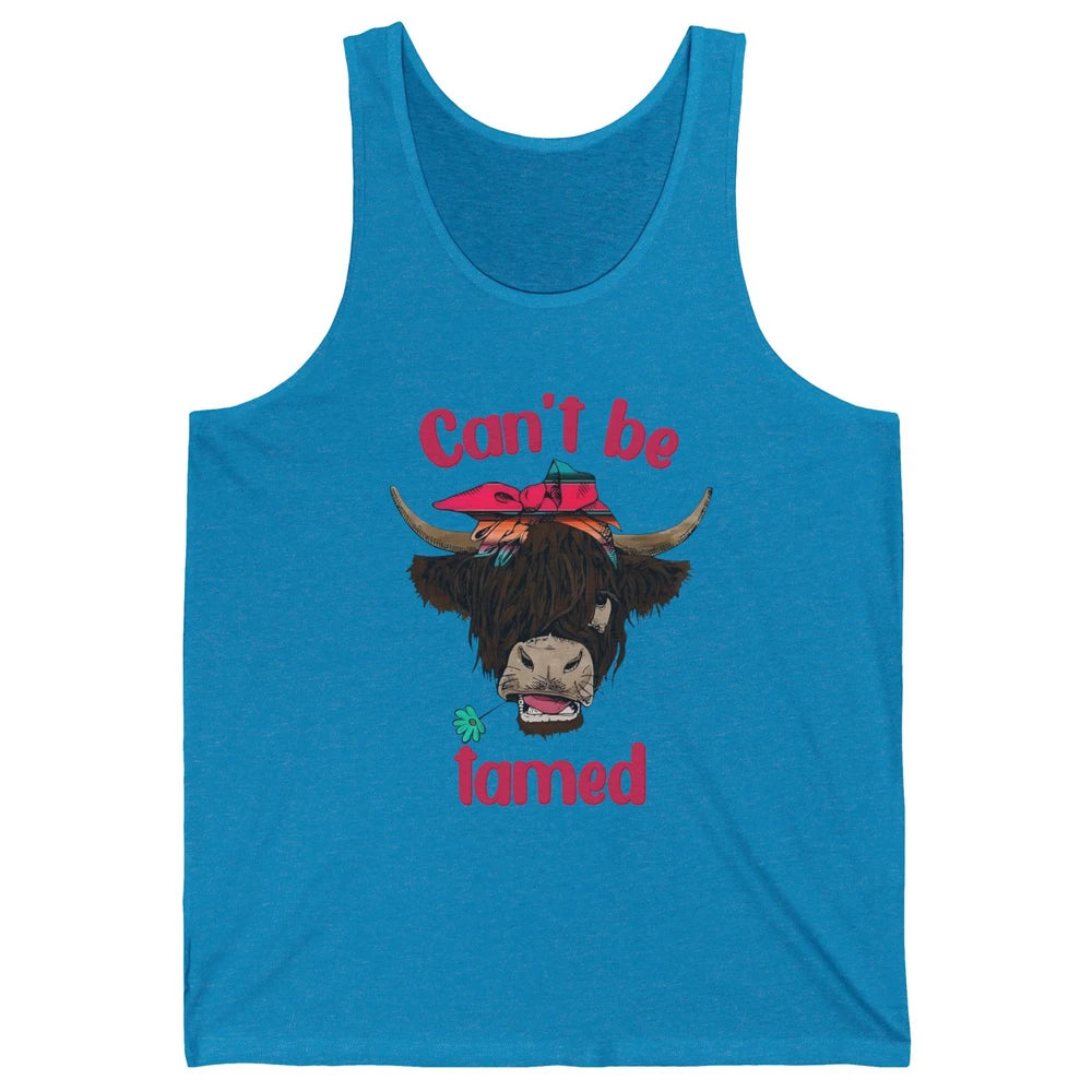 Retro Highland Cow Bandana Can't Be Tamed Western Farm Unisex Jersey Tank