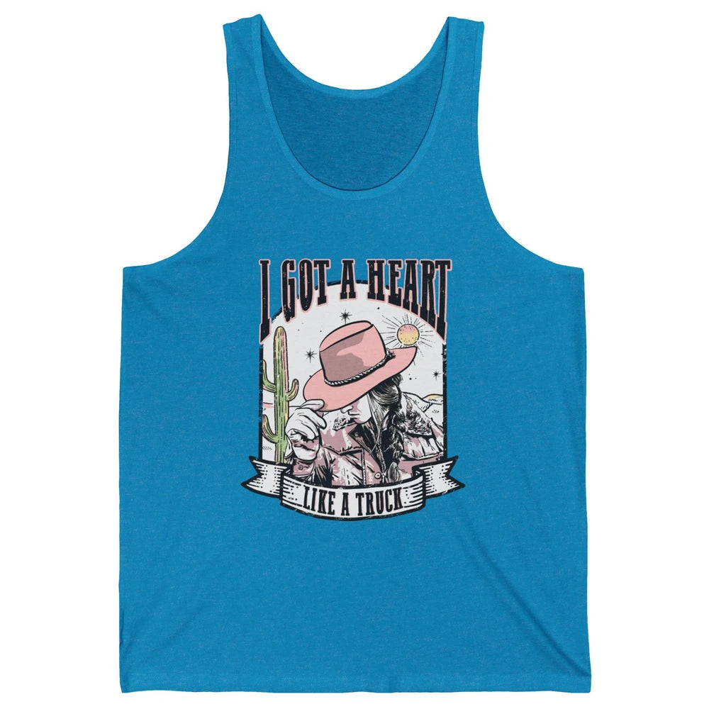Retro Desert Cowgirl I Got A Heart Like A Truck Western Unisex Jersey Tank