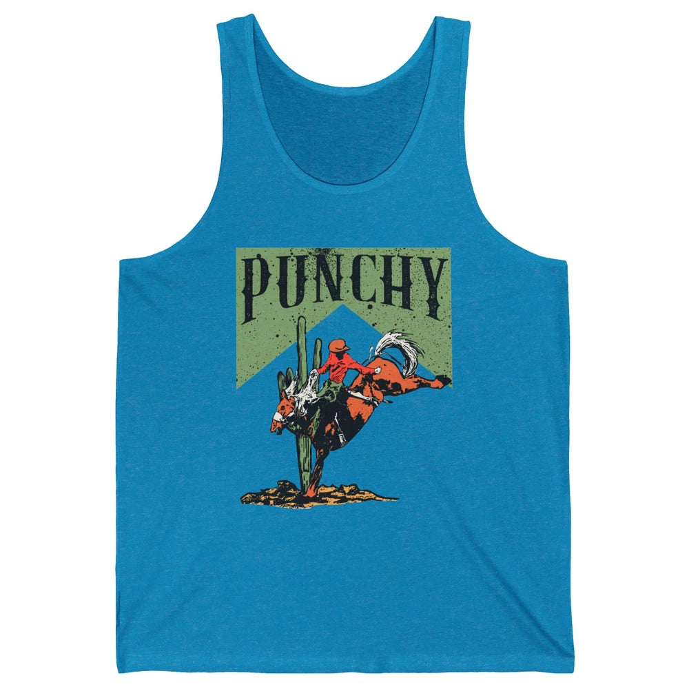Retro Cowboy Rodeo Punchy Bucking Horse Western Country Unisex Jersey Tank