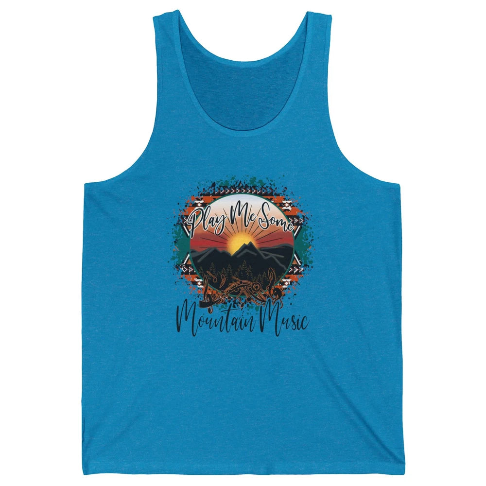 Retro Desert Dawn Play Me Some Mountain Music Western Life Unisex Jersey Tank