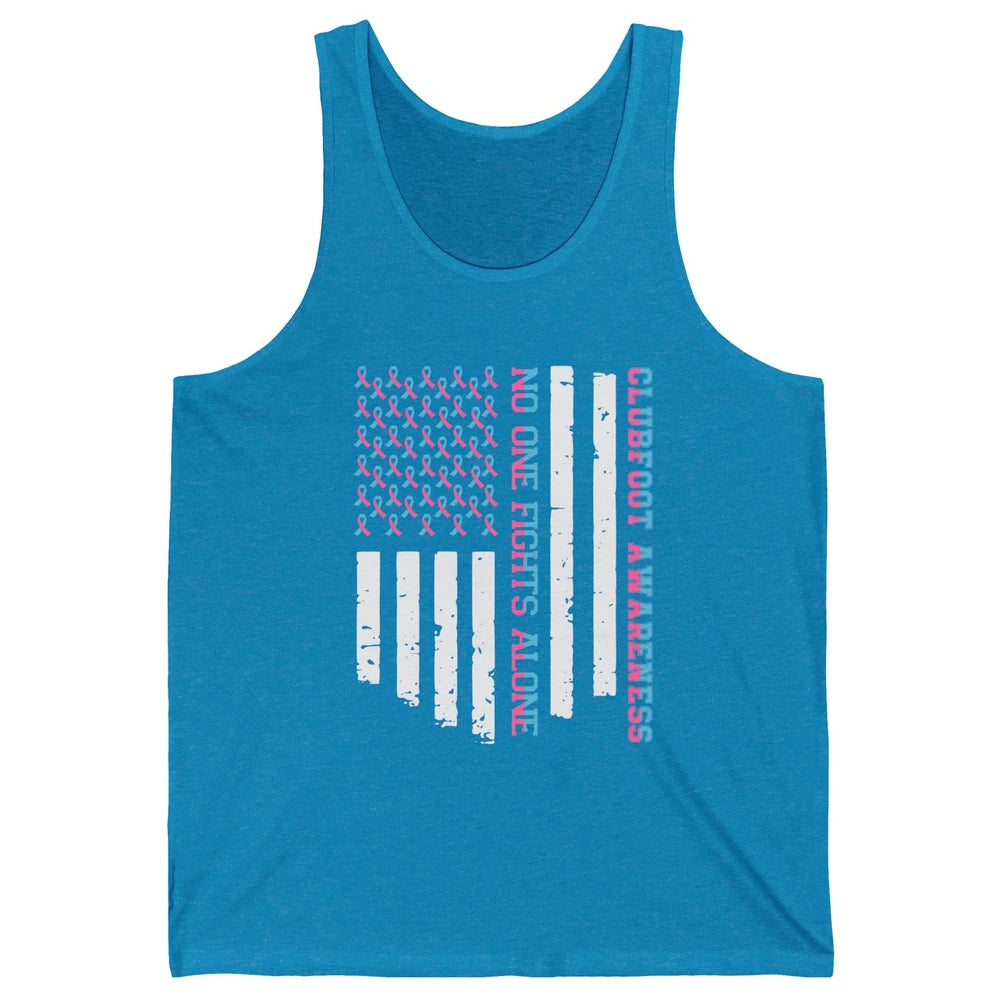 Retro Clubfoot Awareness Ribbon No One Fight Alone US Flag Unisex Jersey Tank