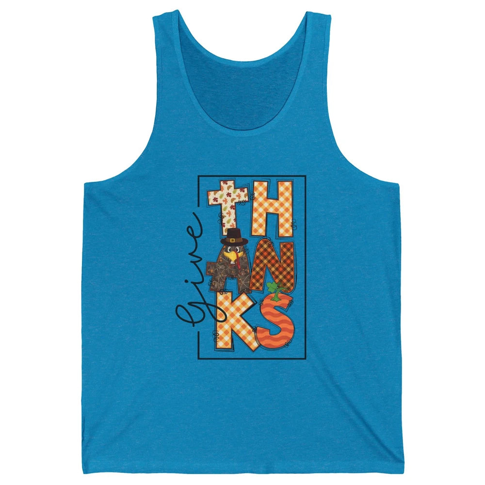 Give Thanks Happy Fall Pumpkin Turkey Dinner Thanksgiving Unisex Jersey Tank
