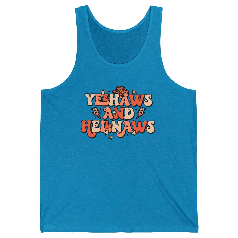Retro Cowboy Leopard Yeehaws And Hell Naws Western Country Unisex Jersey Tank