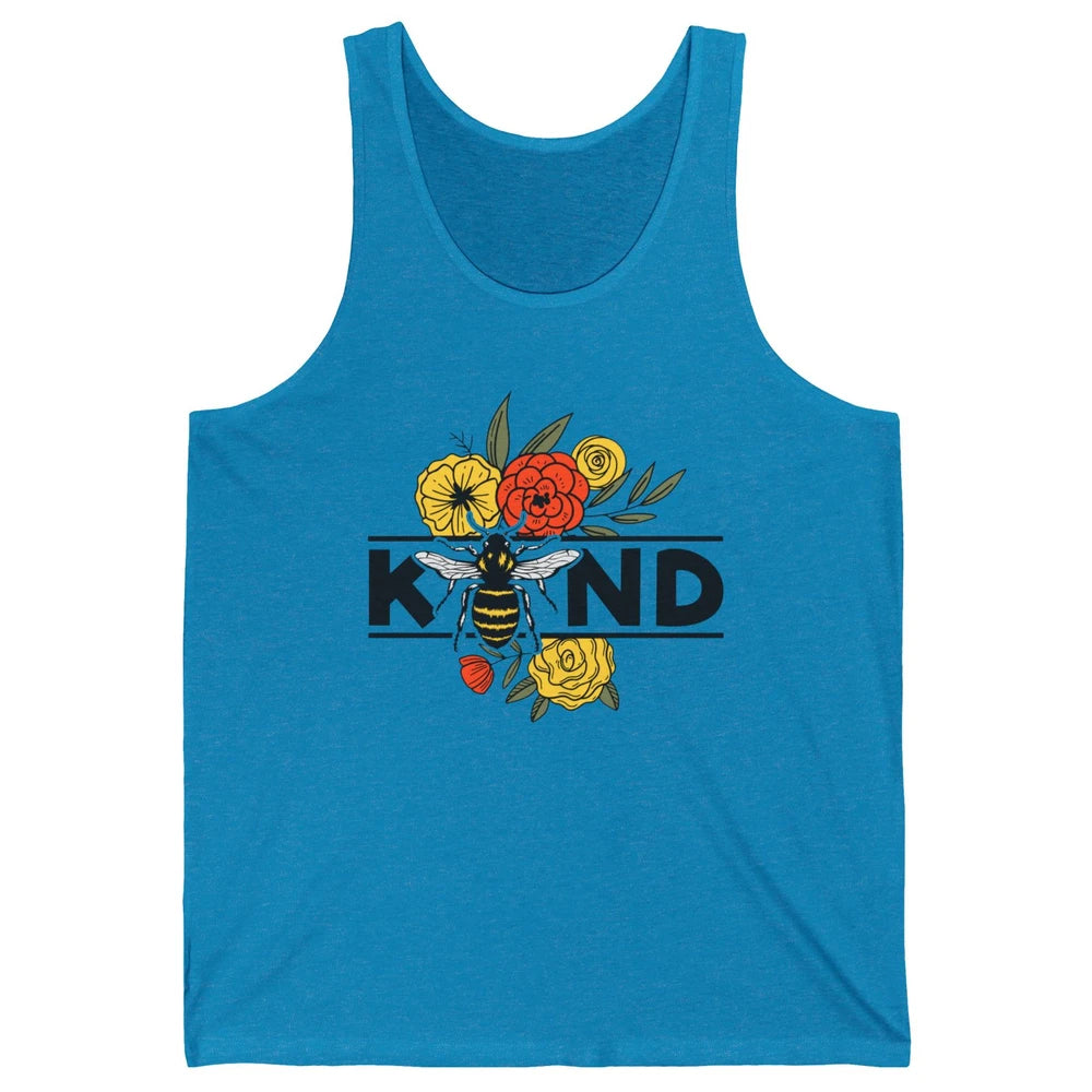 Retro Be Kind Leopard Rainbow Boho Love Mental Health Matter Unisex Jersey Tank