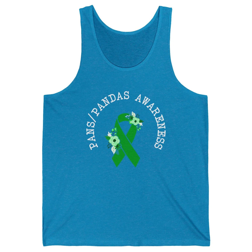 PANS/PANDAS Awareness Floral Green Ribbon Pans Disease Unisex Jersey Tank