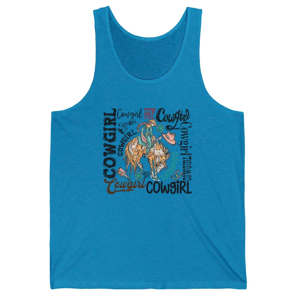 Retro Cowgirl Rodeo Wild Western Country Cowboy Hat Unisex Jersey Tank