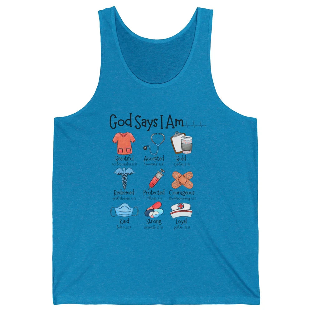 Nurse Christian God Says I Am Bible Verse Religious Western Unisex Jersey Tank