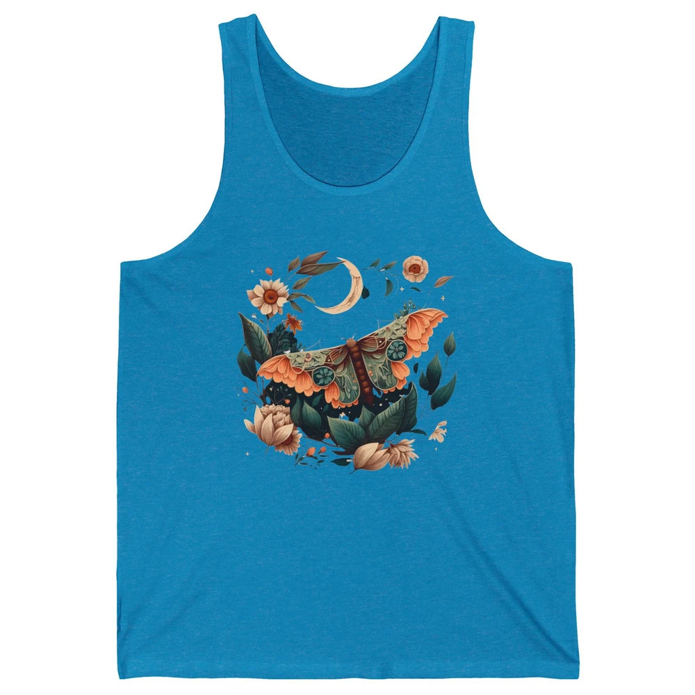 Retro Floral Moth Moon Butterfly Boho Moth Lovers Gift Unisex Jersey Tank