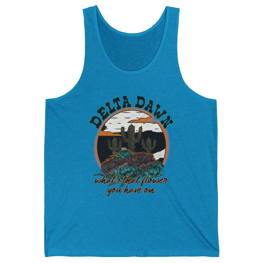 Retro Desert Night Delta Dawn What's That Flower Western Unisex Jersey Tank