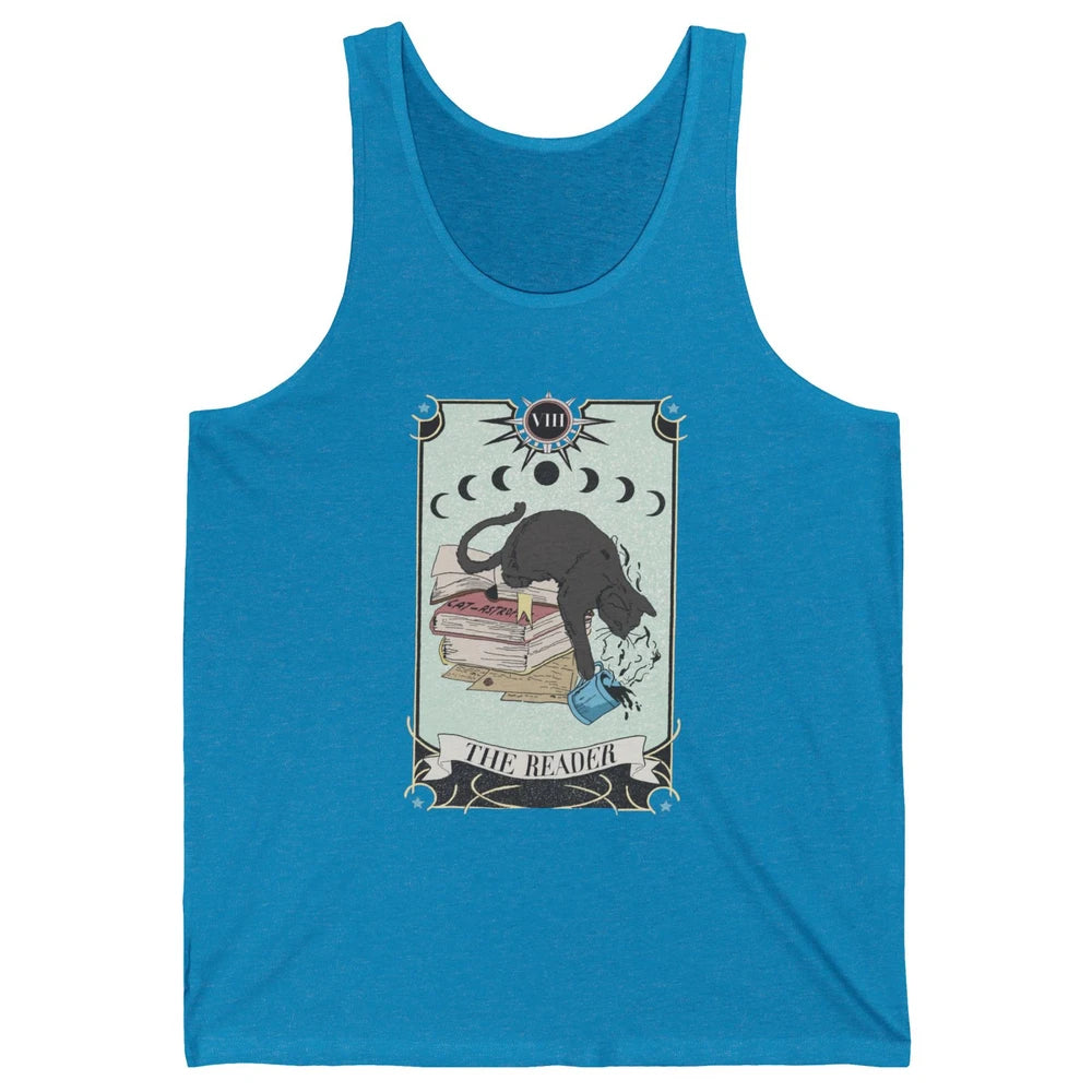 Retro Cat Books The Reader Tarot Card Halloween Reading Gift Unisex Jersey Tank