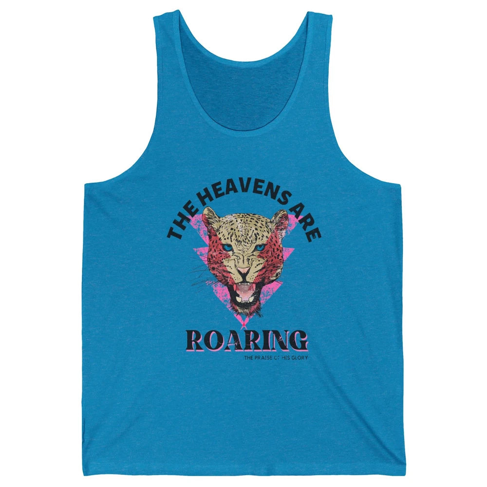 Retro Lion Heavens Are Roaring Bible Lightning Bolt Leopard Unisex Jersey Tank