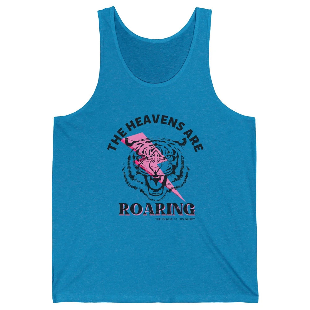Lion Lightning Bolt Heavens Are Roaring Bible Verse Catholic Unisex Jersey Tank