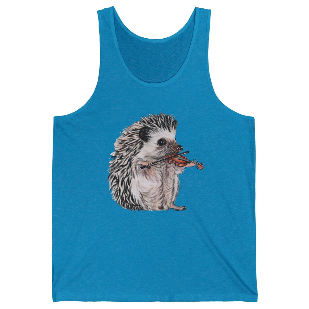Retro Hedgehog Playing Viloin Musician Violinist Hedgehog Unisex Jersey Tank