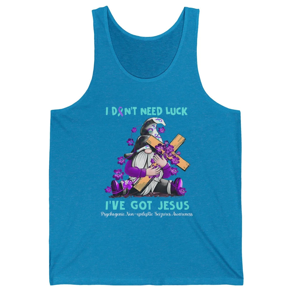 PNES Awareness Gnome I Don't Need Luck I've Got Jesus Faith Unisex Jersey Tank