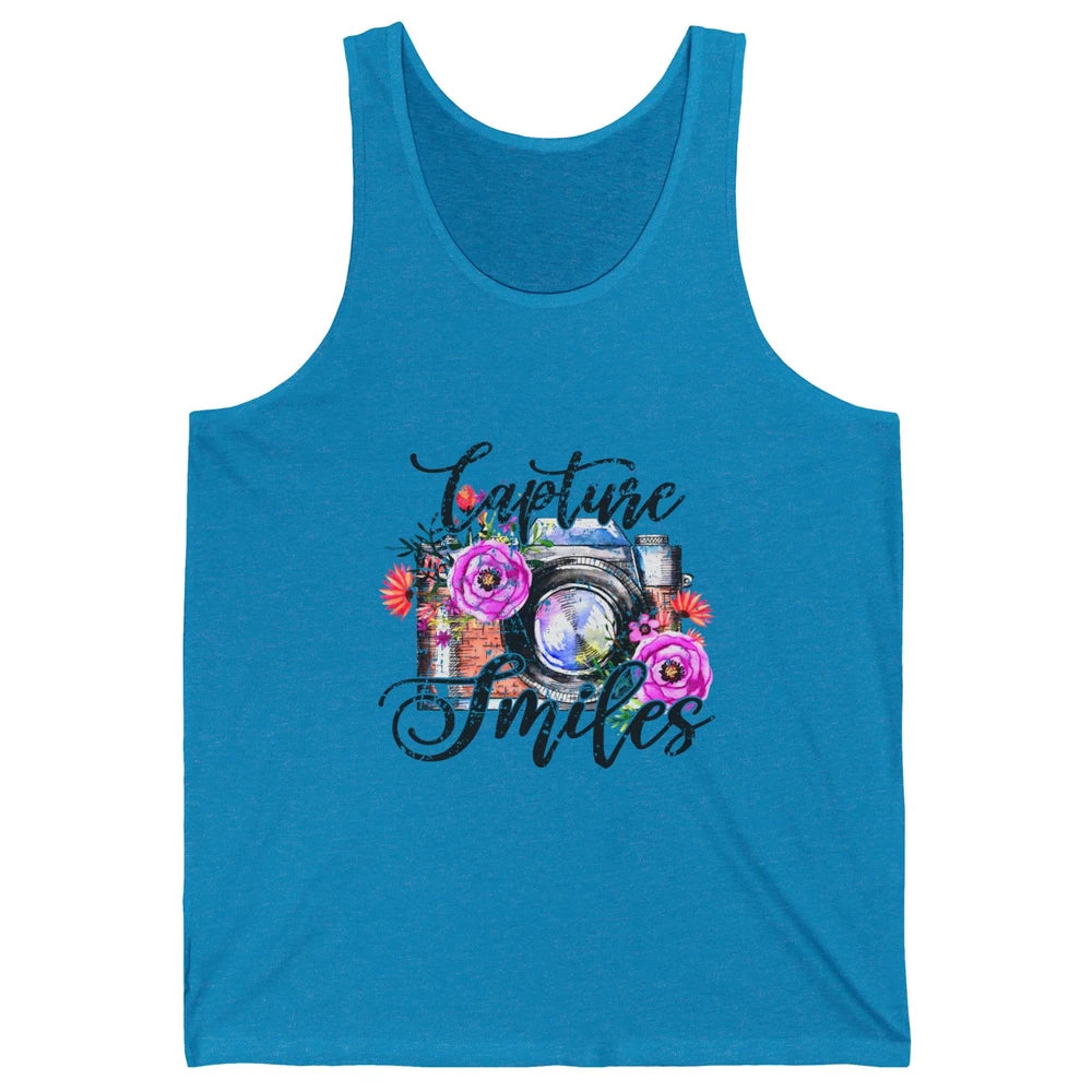 Photography Day Capture Smiles Retro Floral Camera Traveller Unisex Jersey Tank