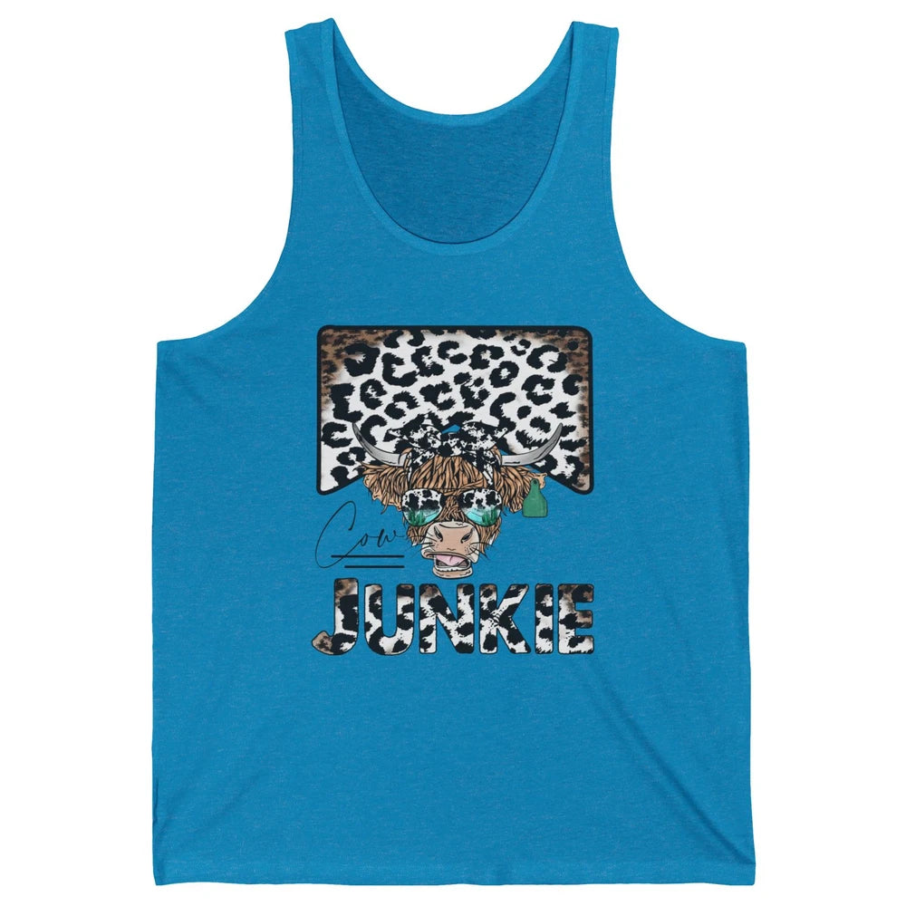 Leopard Highland Cow Bandana Cow Junkie Western Country Unisex Jersey Tank