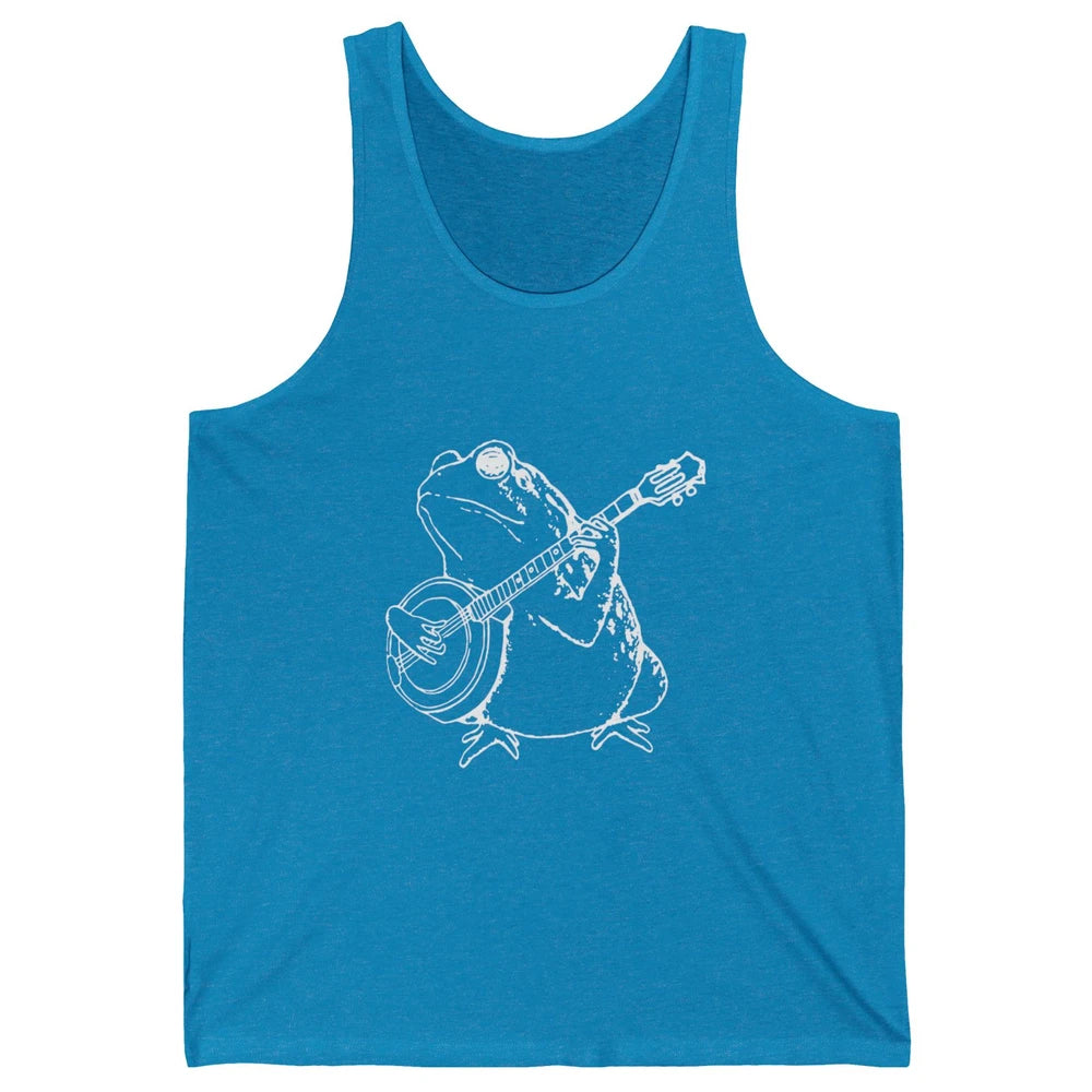 Retro Frog Playing Banjo Musician Banjo Player Music Vintage Unisex Jersey Tank