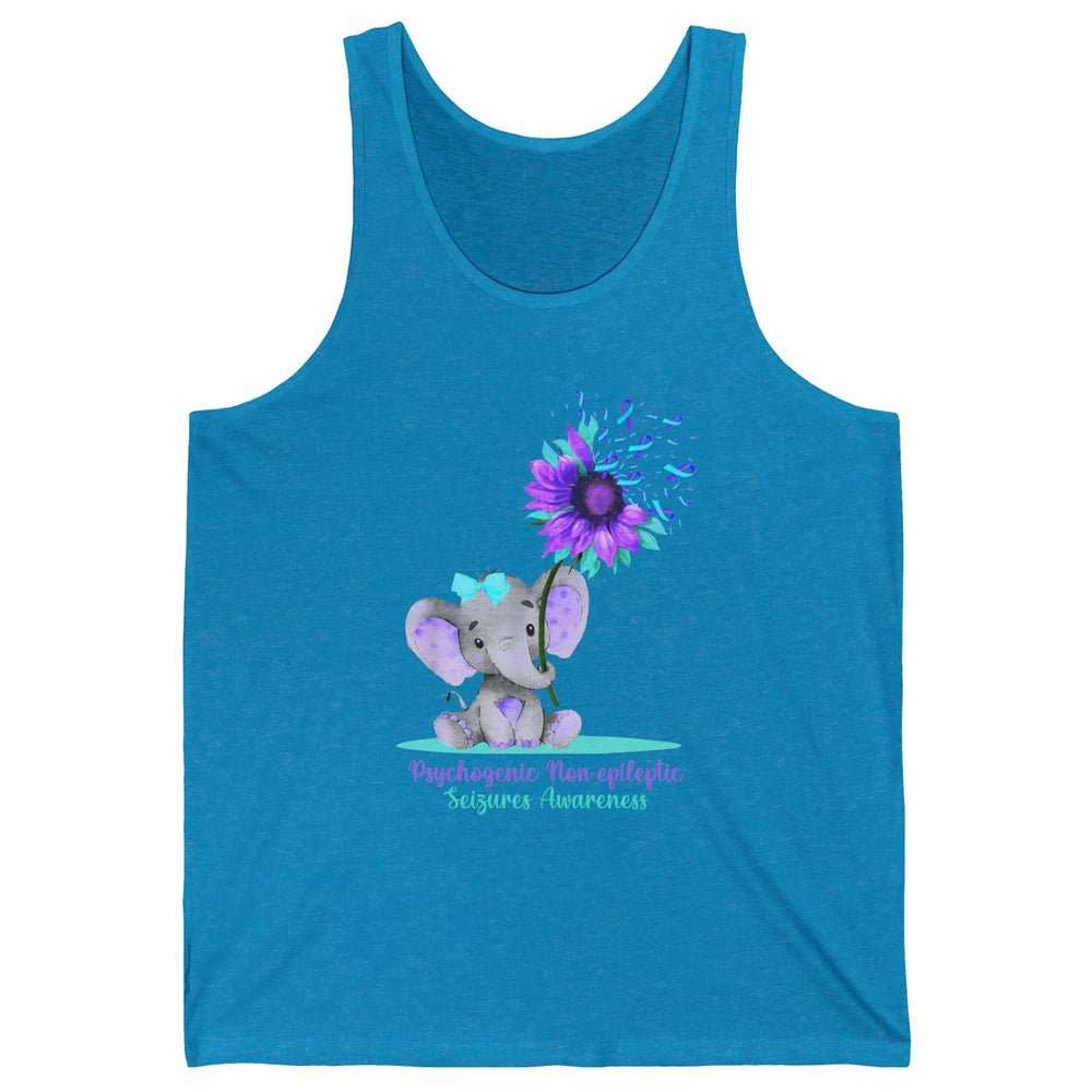 PNES Awareness Purple Teal Ribbon Sunflower Baby Elephant Unisex Jersey Tank