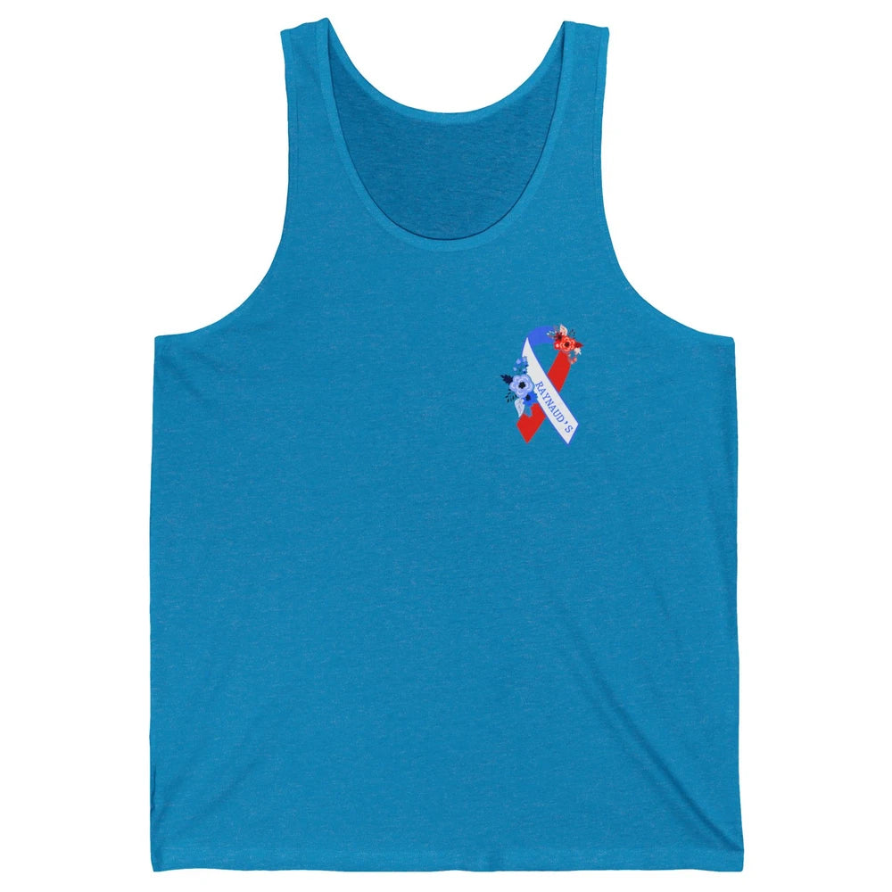 Raynaud's Syndrome Awareness Support Floral Red Blue Ribbon Unisex Jersey Tank