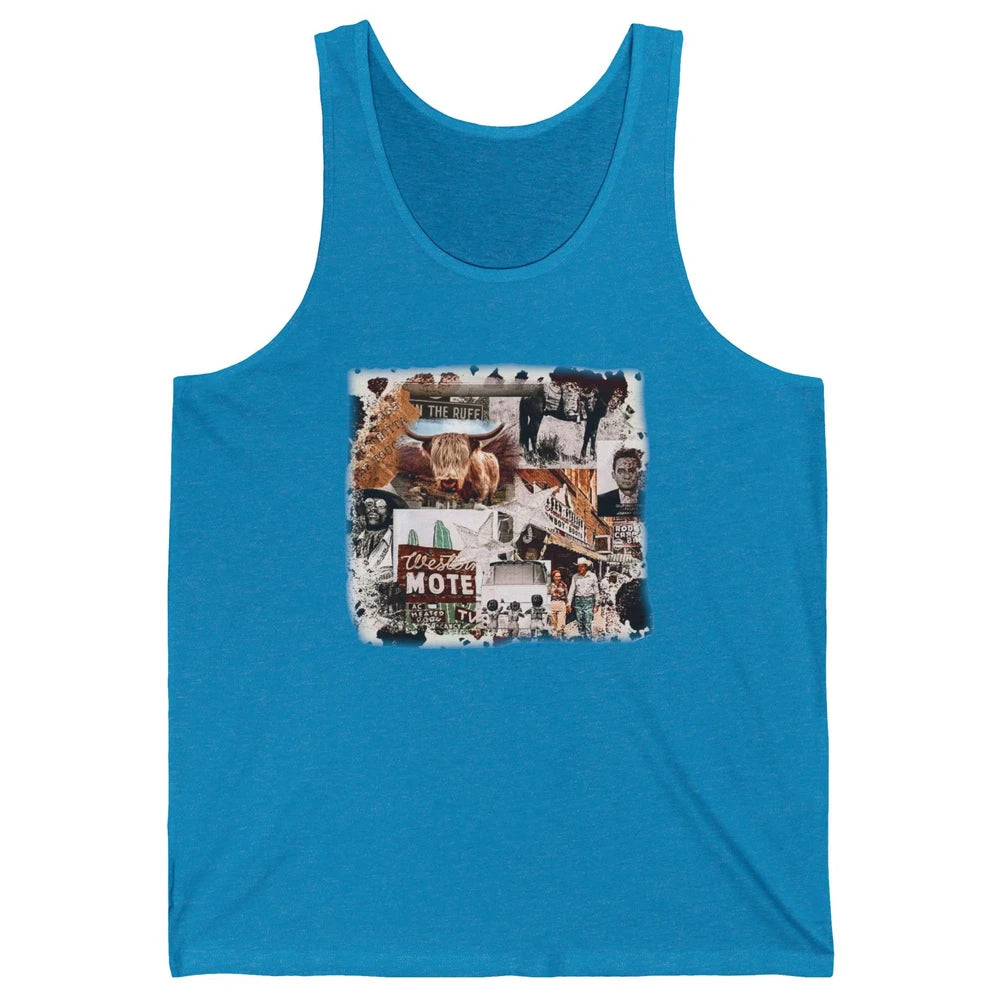 Retro Cowgirl And Cowboy Highland Cow Western Country Symbol Unisex Jersey Tank