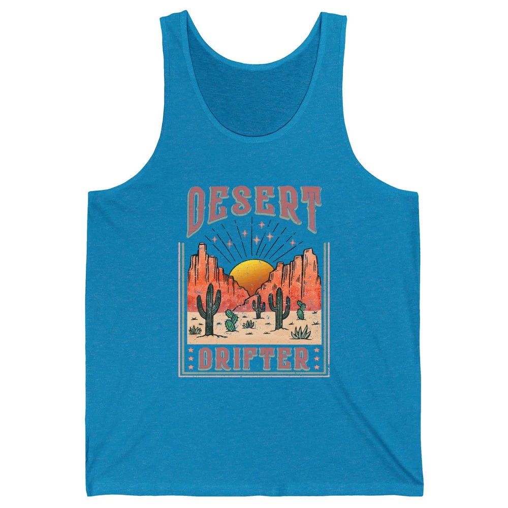 Retro Desert Cactus Sunset Desert Drifter Western Country Unisex Jersey Tank