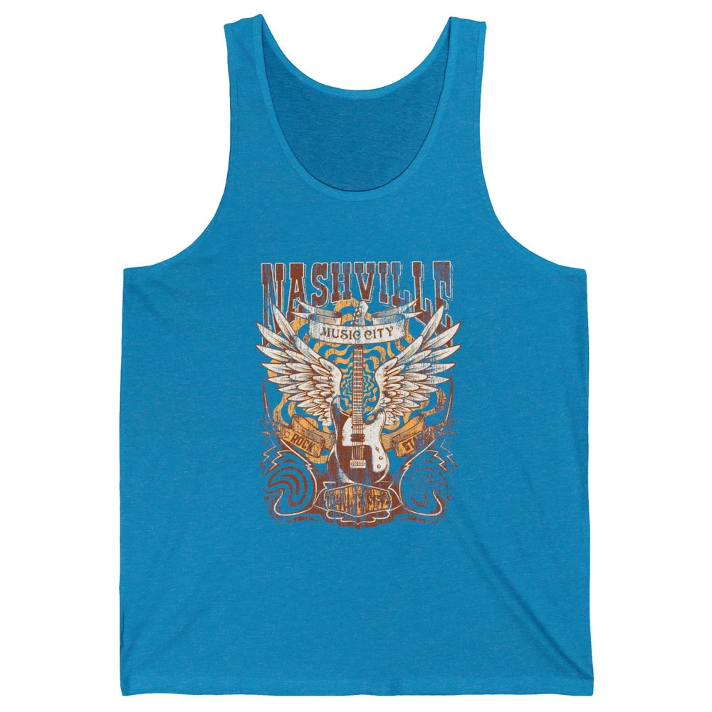 Retro Guitar Nashville Music City Western Country Music Unisex Jersey Tank
