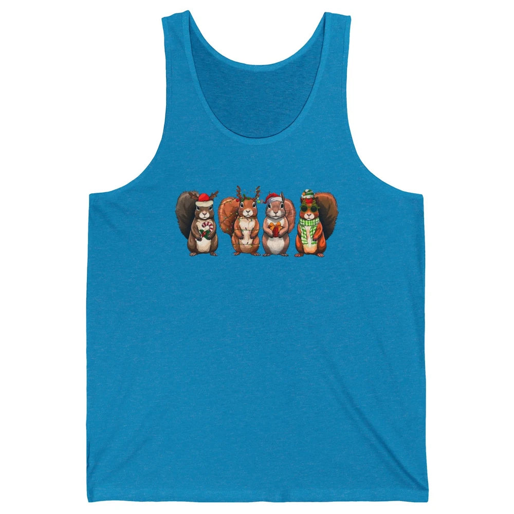Squirrel Christmas Lights Funny Squirrel Santa Xmas Holiday Unisex Jersey Tank