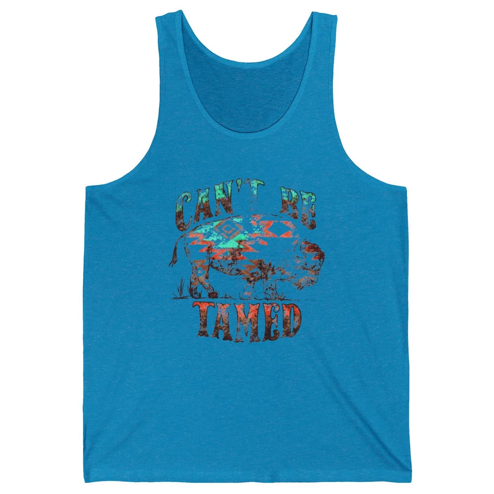 Retro Buffalo Aztec Can't Be Tamed Western Country Highland Unisex Jersey Tank