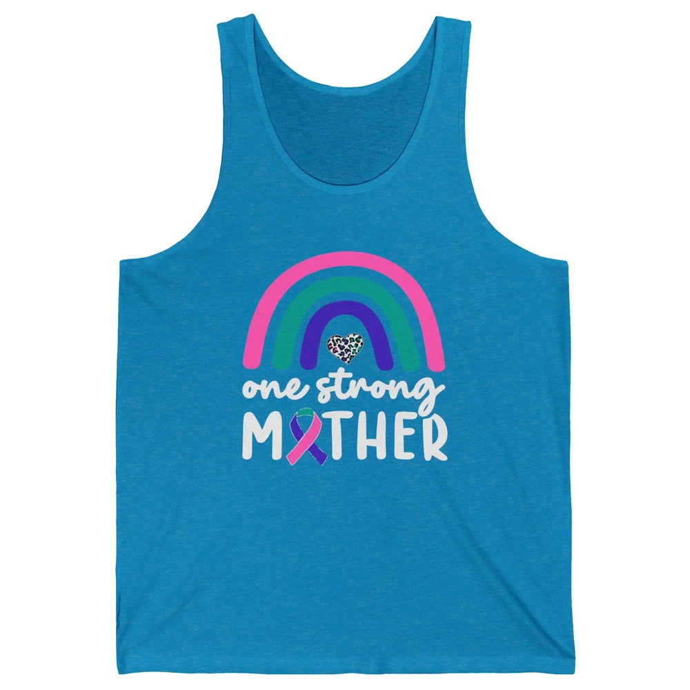 One Strong Mother Teal Rainbow Warrior Thyroid Cancer Month Unisex Jersey Tank