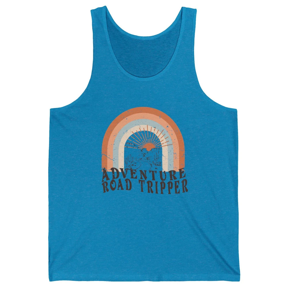 Retro Desert Sunrise Rainbow Adventure Road Tripper Western Unisex Jersey Tank