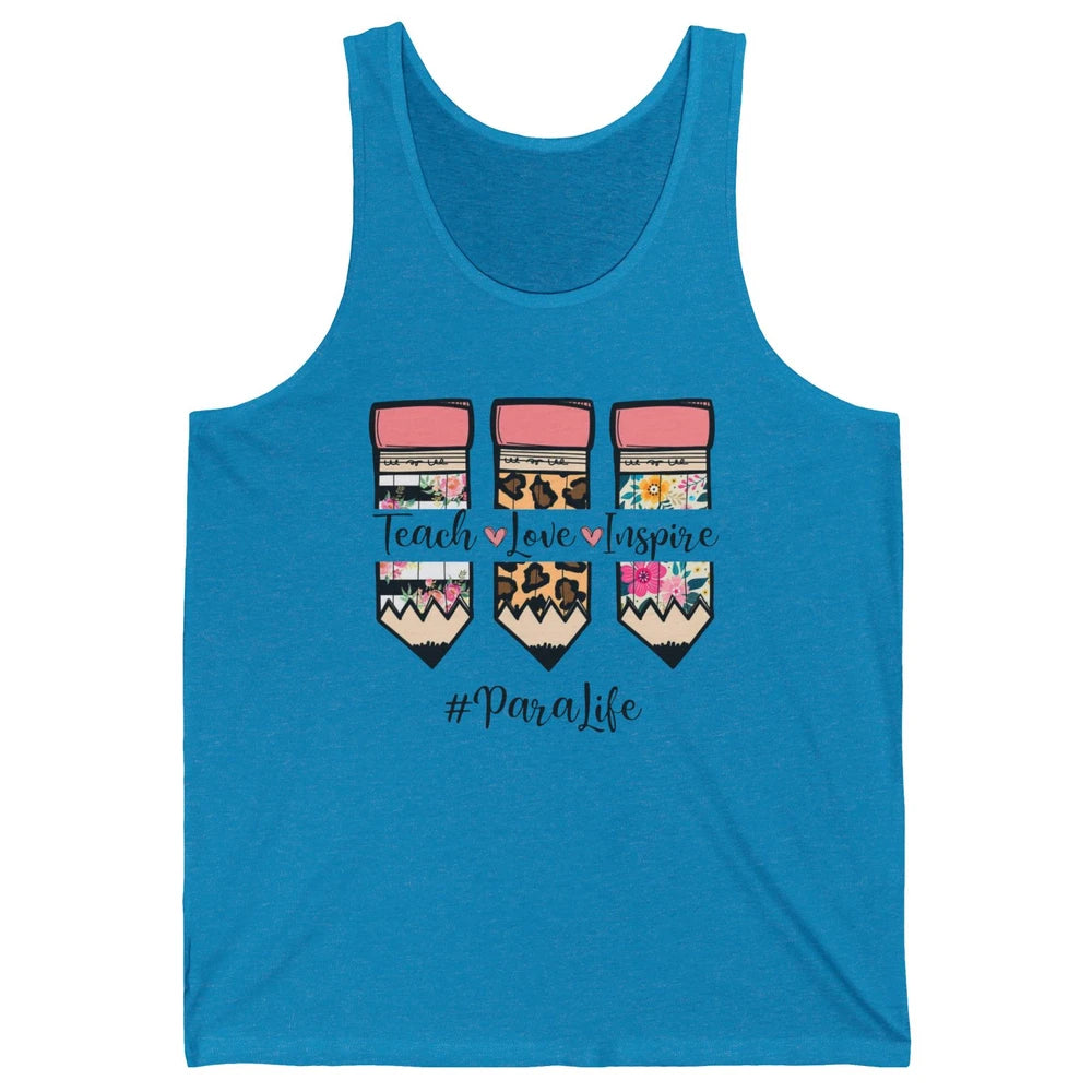 Floral Leopard Teach Love Inspire Para Life Para Teacher Unisex Jersey Tank