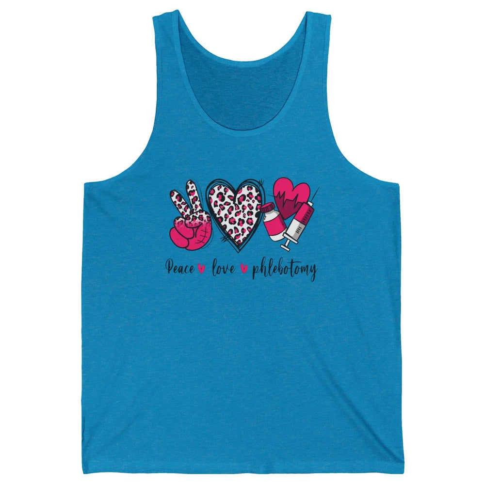 Phlebotomist Life Peace Love Phlebotomy Leopard Western Phle Unisex Jersey Tank