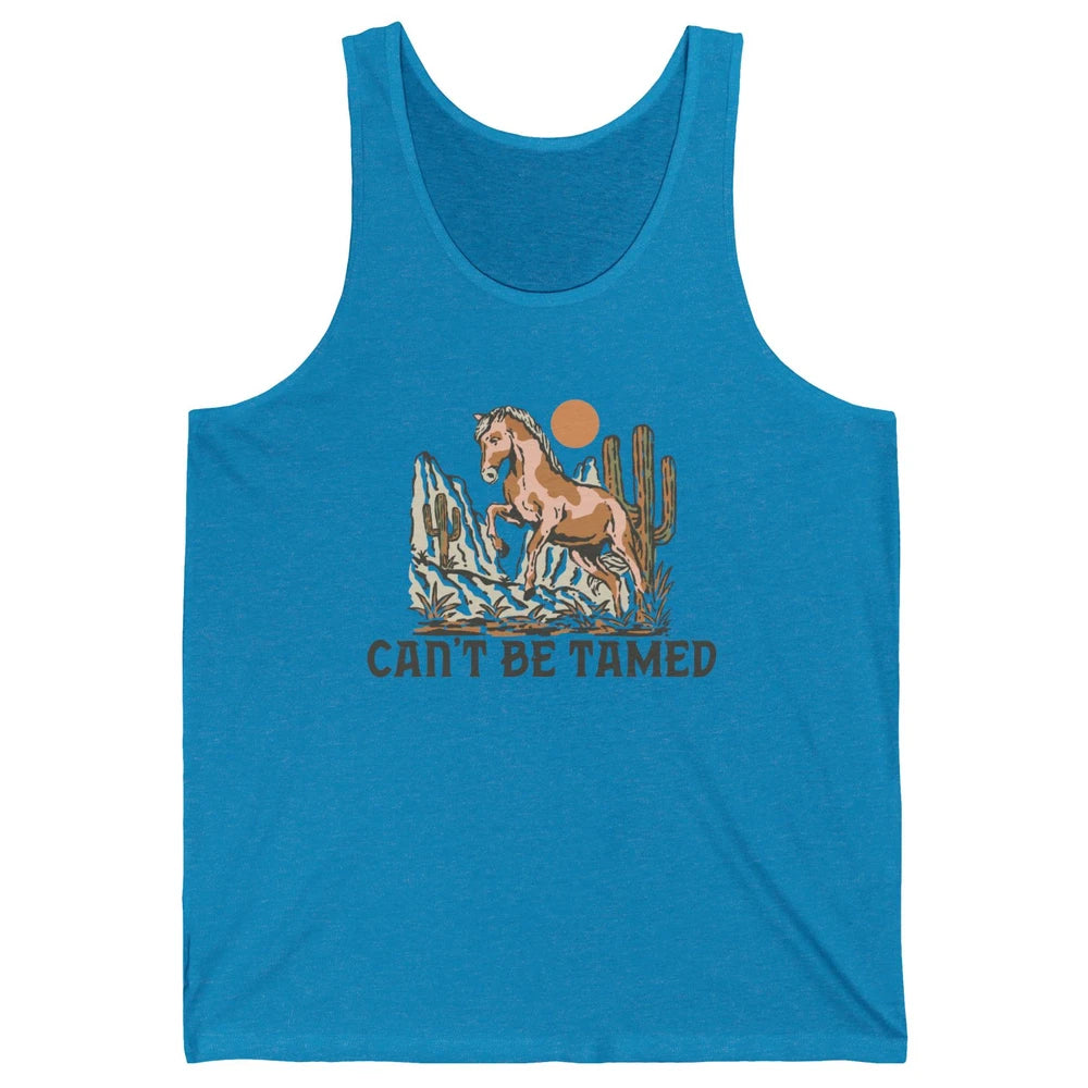 Retro Horse Desert Cactus Sunset Can't Be Tamed Western Unisex Jersey Tank